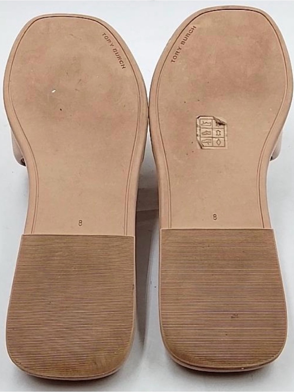 Tory Burch Double T Deco Sport slides Shell Rose Crystals Sandals Retails $425 - Picture 6 of 6